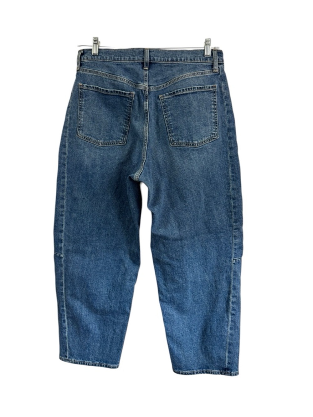Old Navy High Rise Barrel Leg Jeans Womens Size 12 Med Wash Stretch - Picture 3 of 13